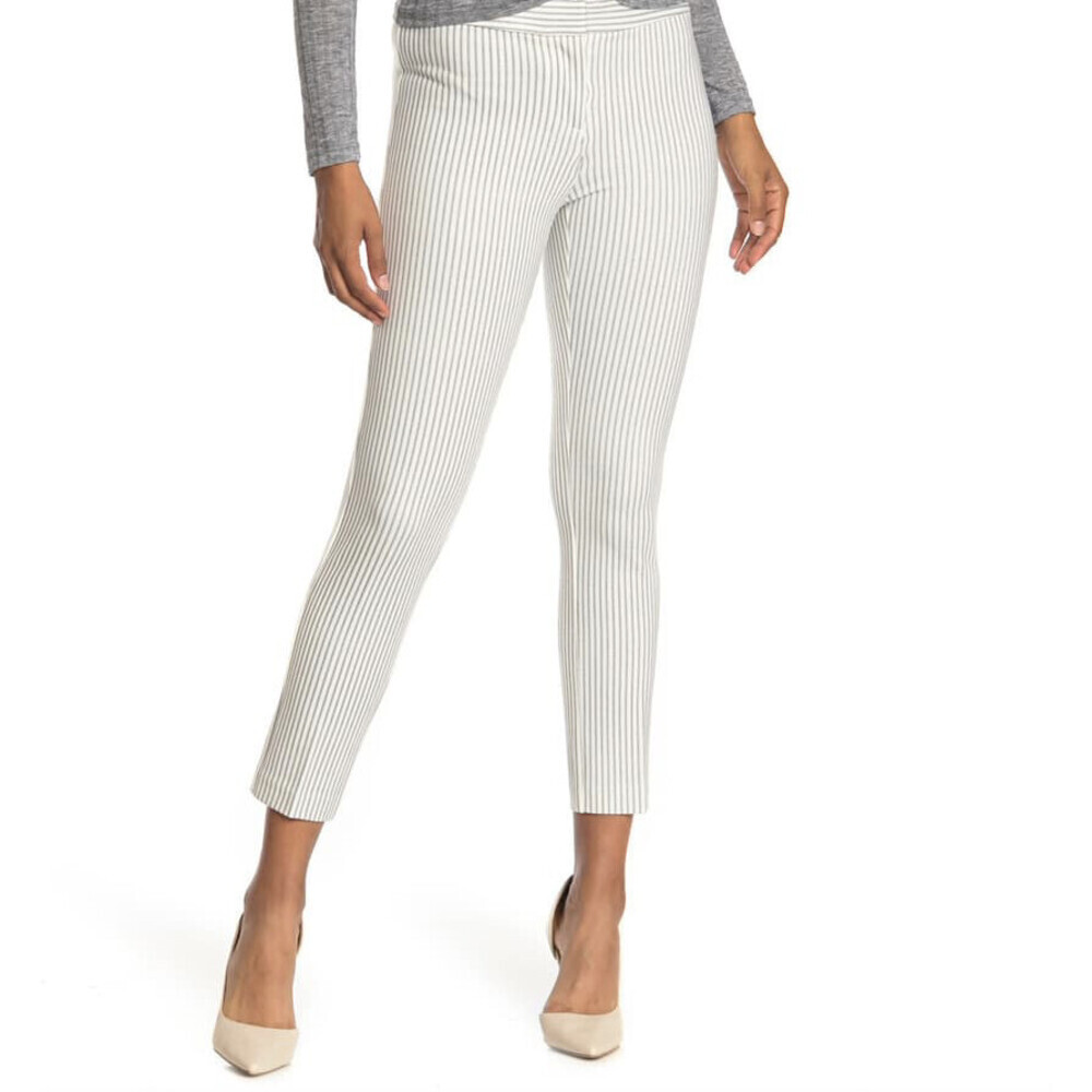 Amanda & Chelsea Contemporary Fit Straight Leg Pants Gray Pinstripe Size 4 $98